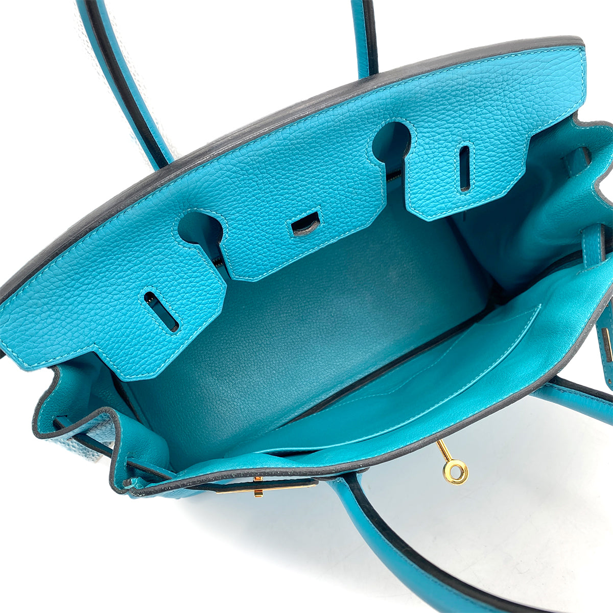 HERMES BIRKIN 30 TURQUOISE TAURILLON CLEMENCE HAND BAG □R GHW 90258105