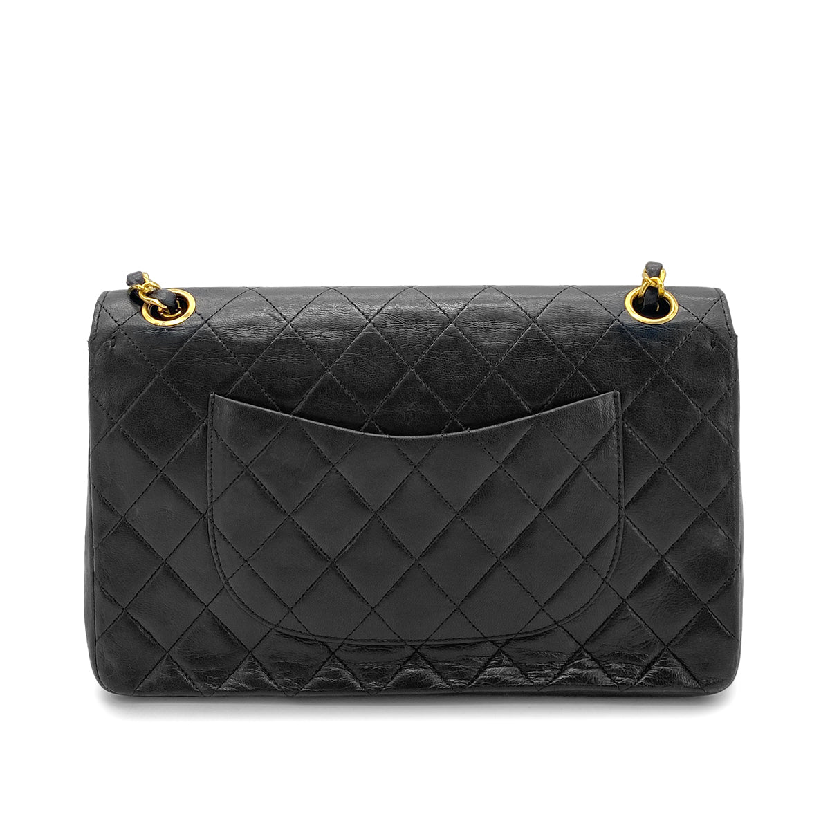 CHANEL VINTAGE CHAIN SHOULDER BAG BLACK LAMB SKIN 90258109