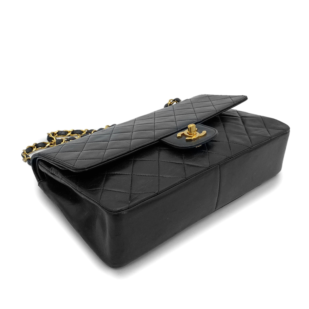 CHANEL VINTAGE CHAIN SHOULDER BAG BLACK LAMB SKIN 90258109