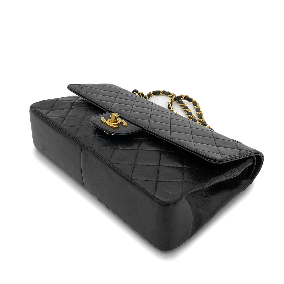 CHANEL VINTAGE CHAIN SHOULDER BAG BLACK LAMB SKIN 90258109