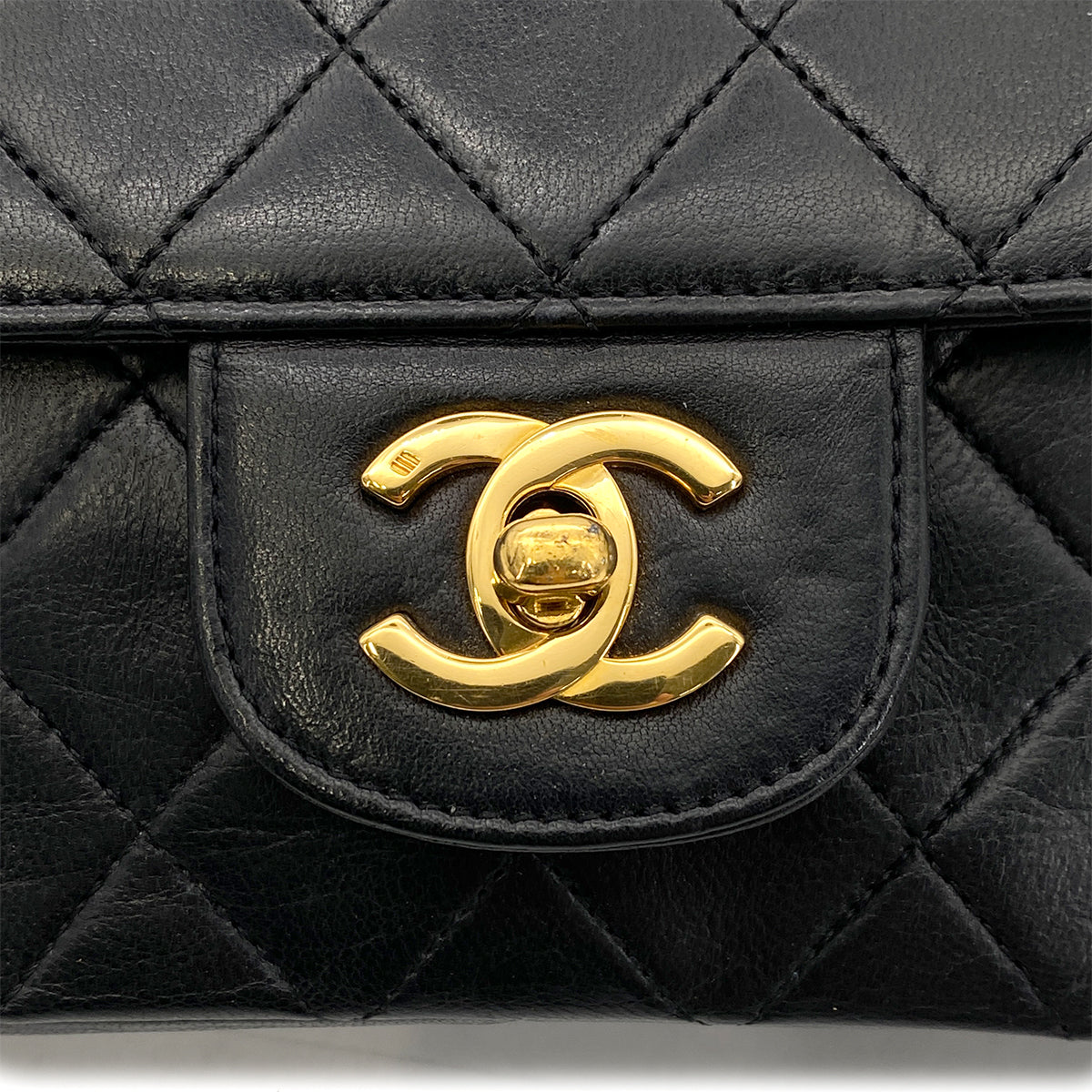 CHANEL VINTAGE CHAIN SHOULDER BAG BLACK LAMB SKIN 90258109