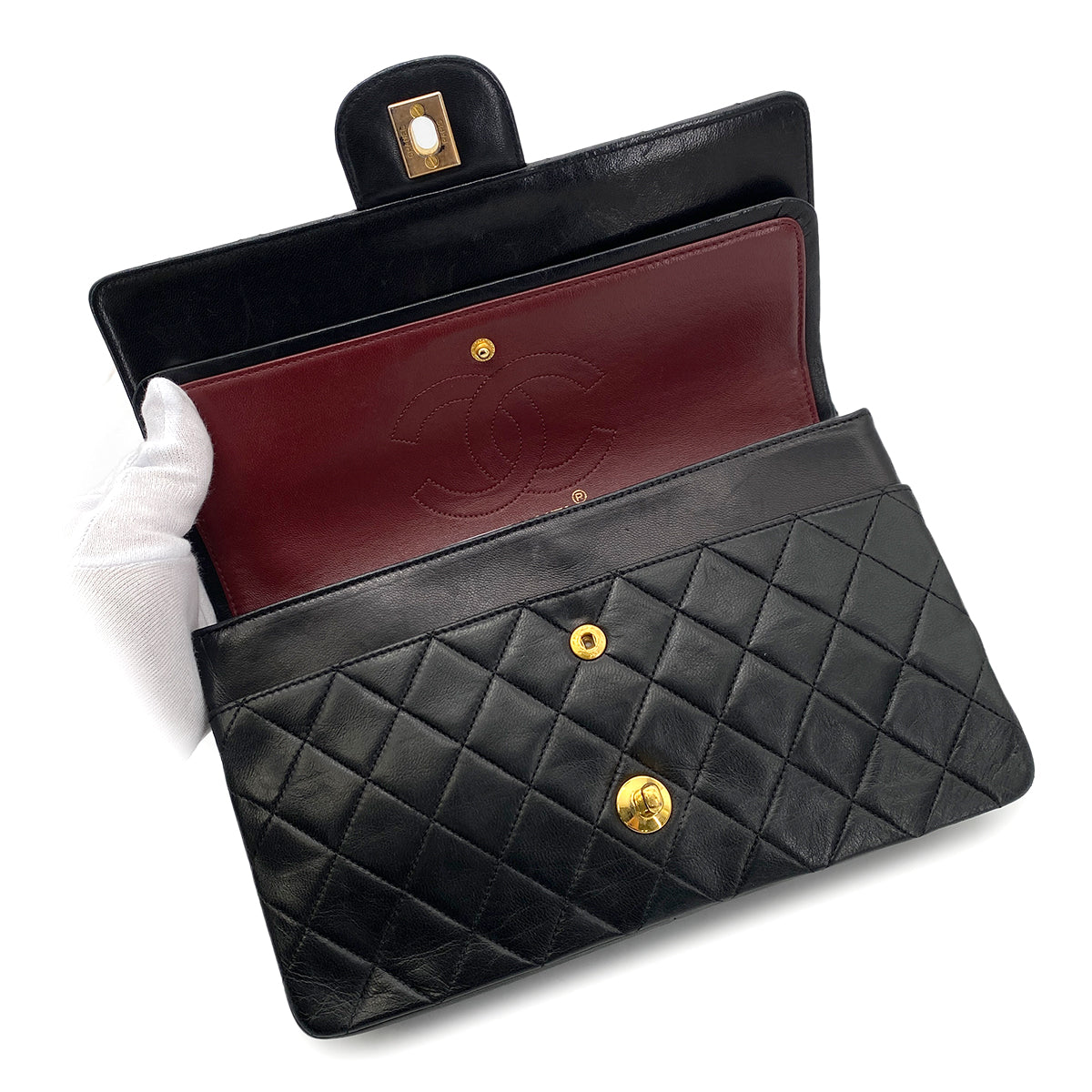 CHANEL VINTAGE CHAIN SHOULDER BAG BLACK LAMB SKIN 90258109