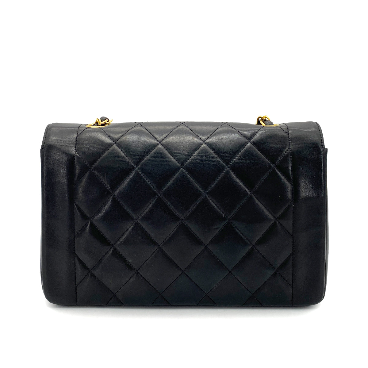 CHANEL VINTAGE DIANA MEDIUM CHAIN SHOULDER BAG BLACK LAMB SKIN 90258123
