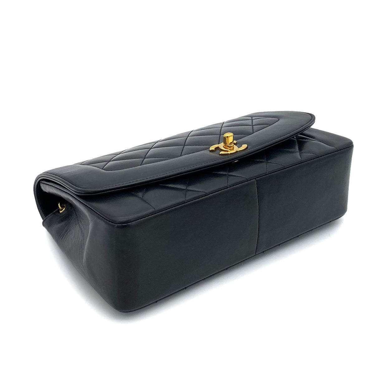 CHANEL VINTAGE DIANA MEDIUM CHAIN SHOULDER BAG BLACK LAMB SKIN 90258123