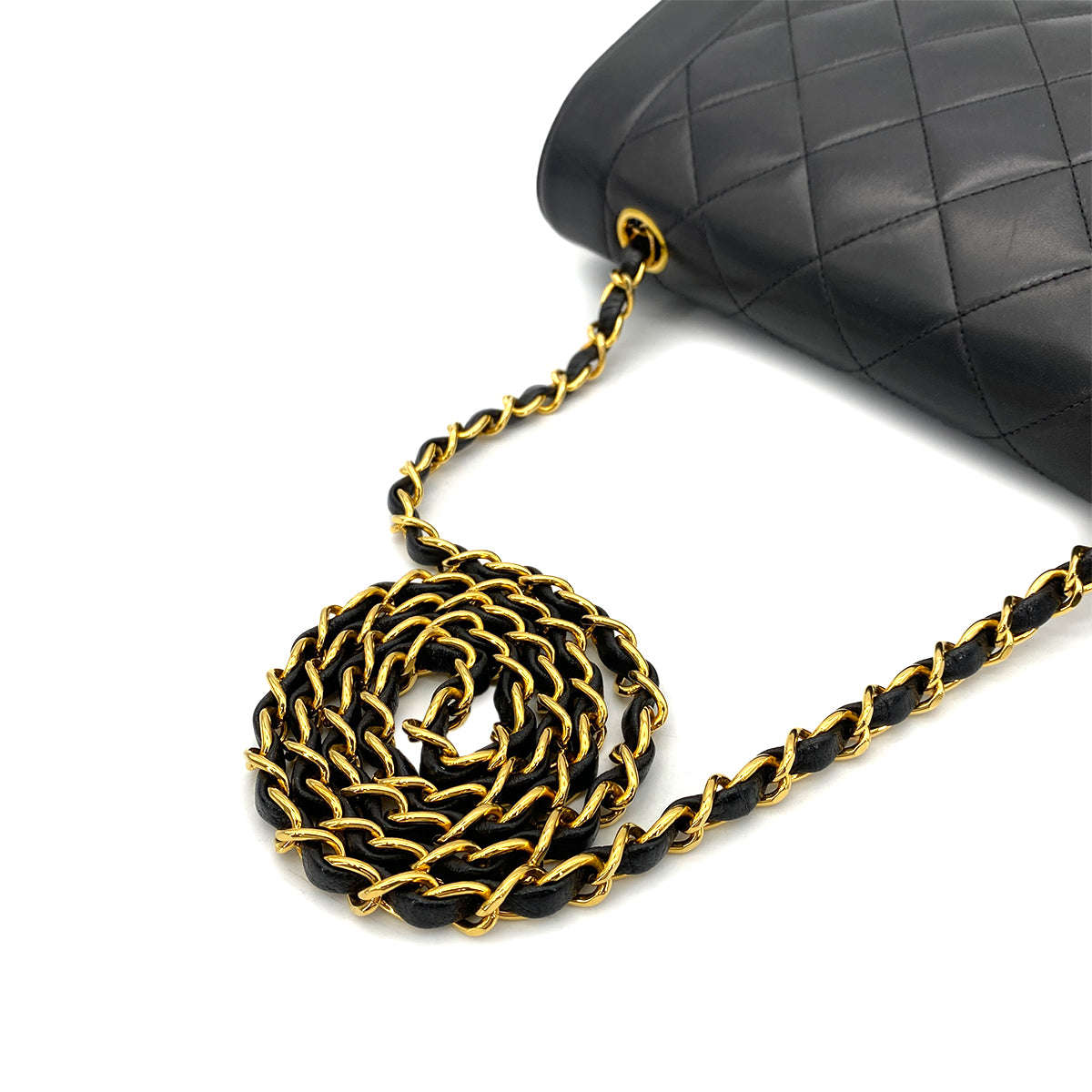 CHANEL VINTAGE DIANA MEDIUM CHAIN SHOULDER BAG BLACK LAMB SKIN 90258123