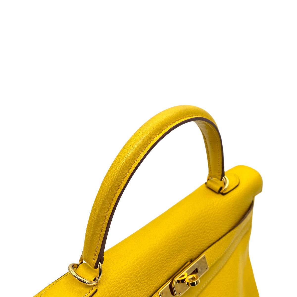 HERMES KELLY 35 RETOURNE JAUNE TAURILLON CLEMENCE HAND SHOULDER BAG □G 90258358