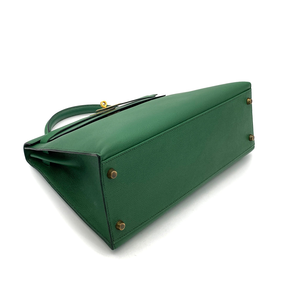 HERMES KELLY 32 SELLIER GREEN TYPE COUCHEVEL HAND SHOULDER BAG 〇U 90258362