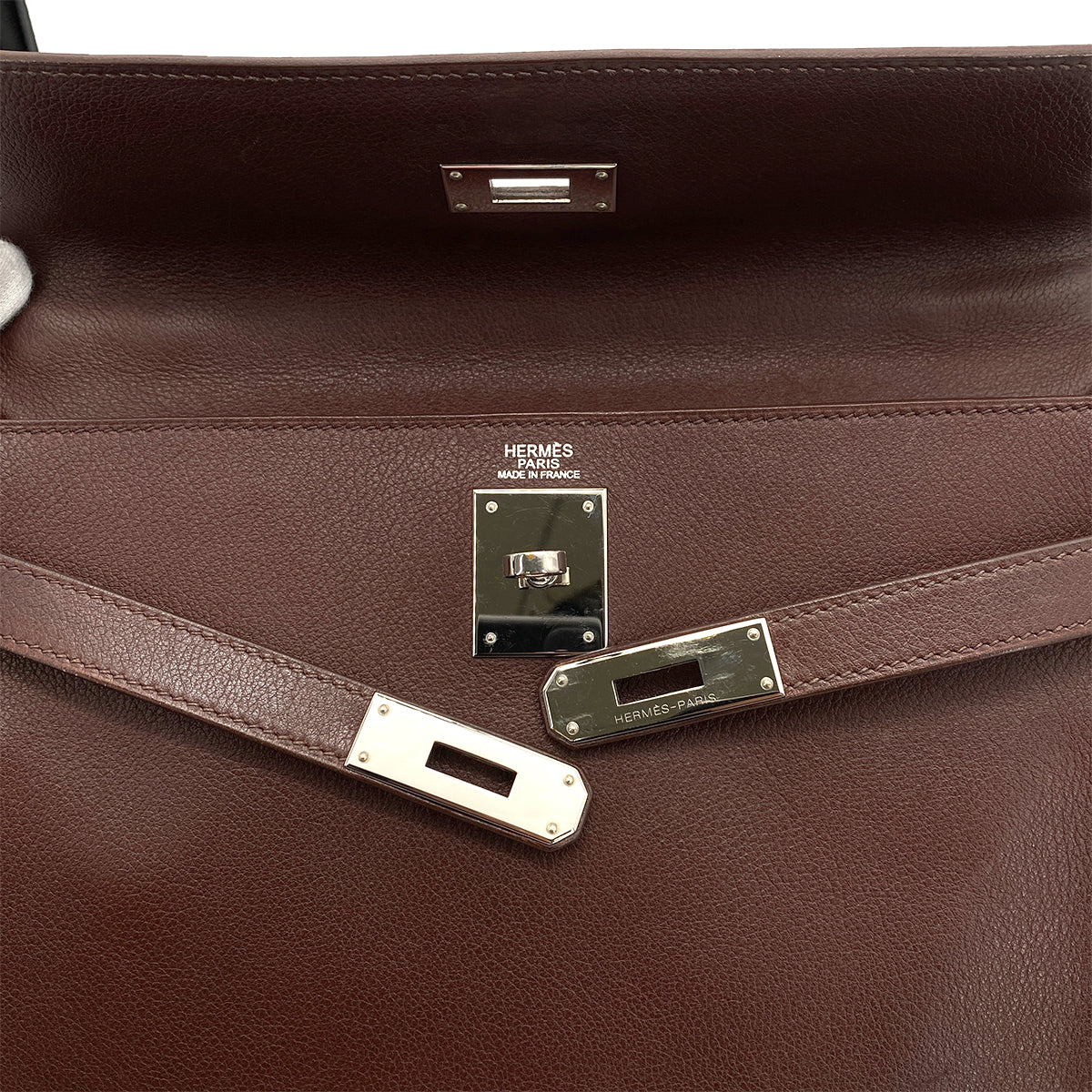 HERMES KELLY 32 RETOURNE BROWN TYPE VEAU GRAINE HAND SHOULDER BAG □J 90258463