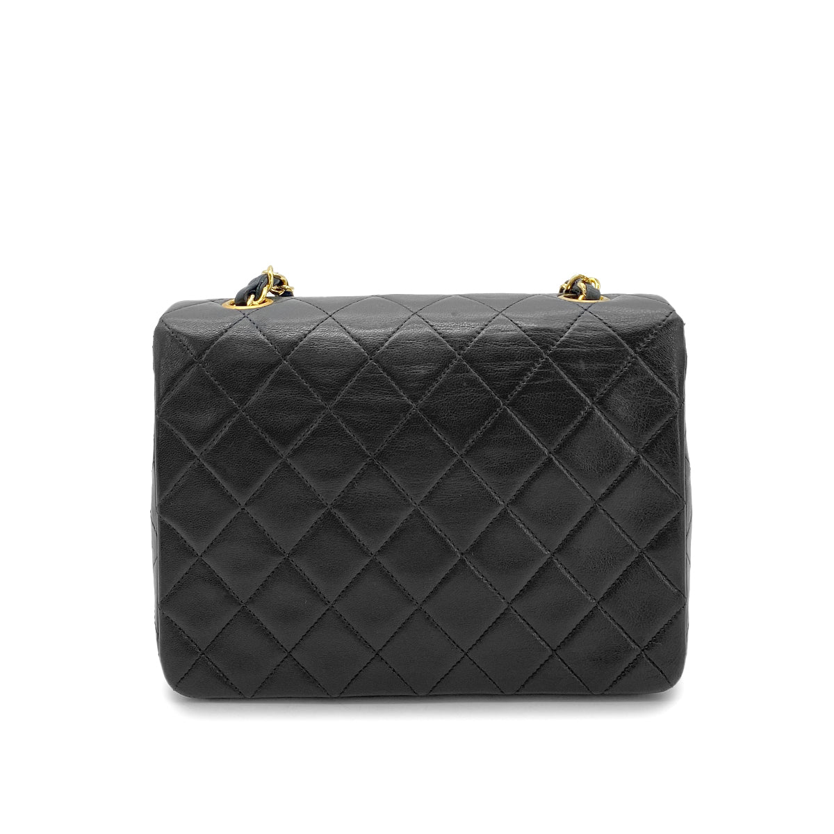 CHANEL VINTAGE MINI SQUARE 20 CHAIN SHOULDER BAG BLACK LAMB SKIN 90258470