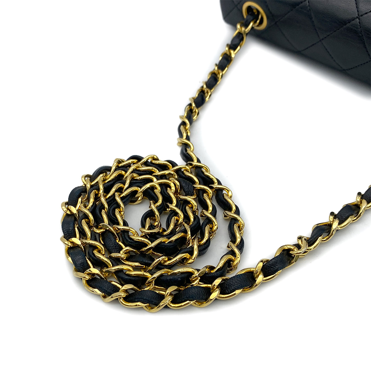 CHANEL VINTAGE MINI SQUARE 20 CHAIN SHOULDER BAG BLACK LAMB SKIN 90258470