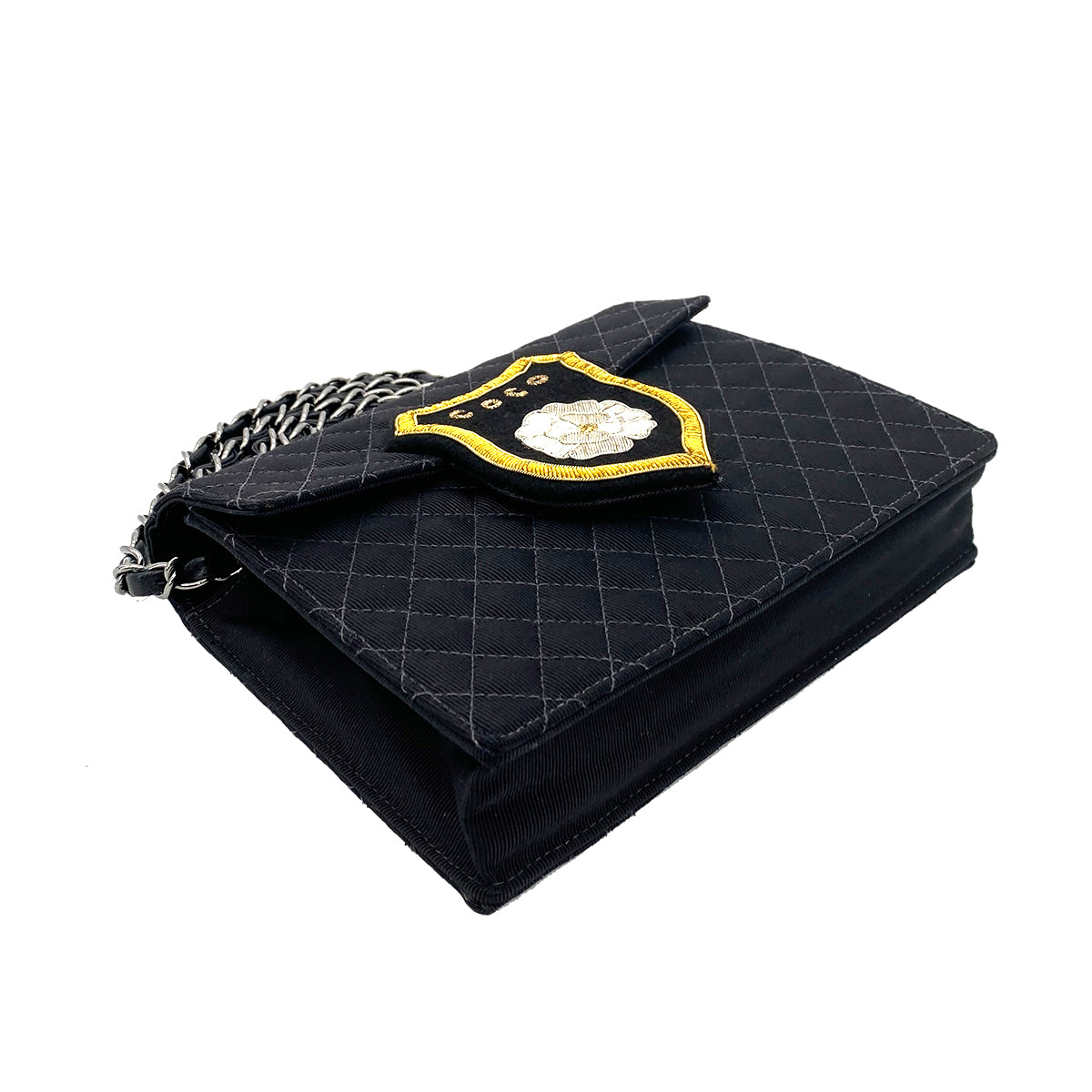 CHANEL VINTAGE MINI CRUISE LINE 2018 CHAIN SHOULDER BAG BLACK CANVAS 90258475