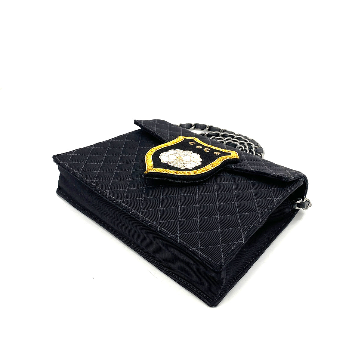 CHANEL VINTAGE MINI CRUISE LINE 2018 CHAIN SHOULDER BAG BLACK CANVAS 90258475