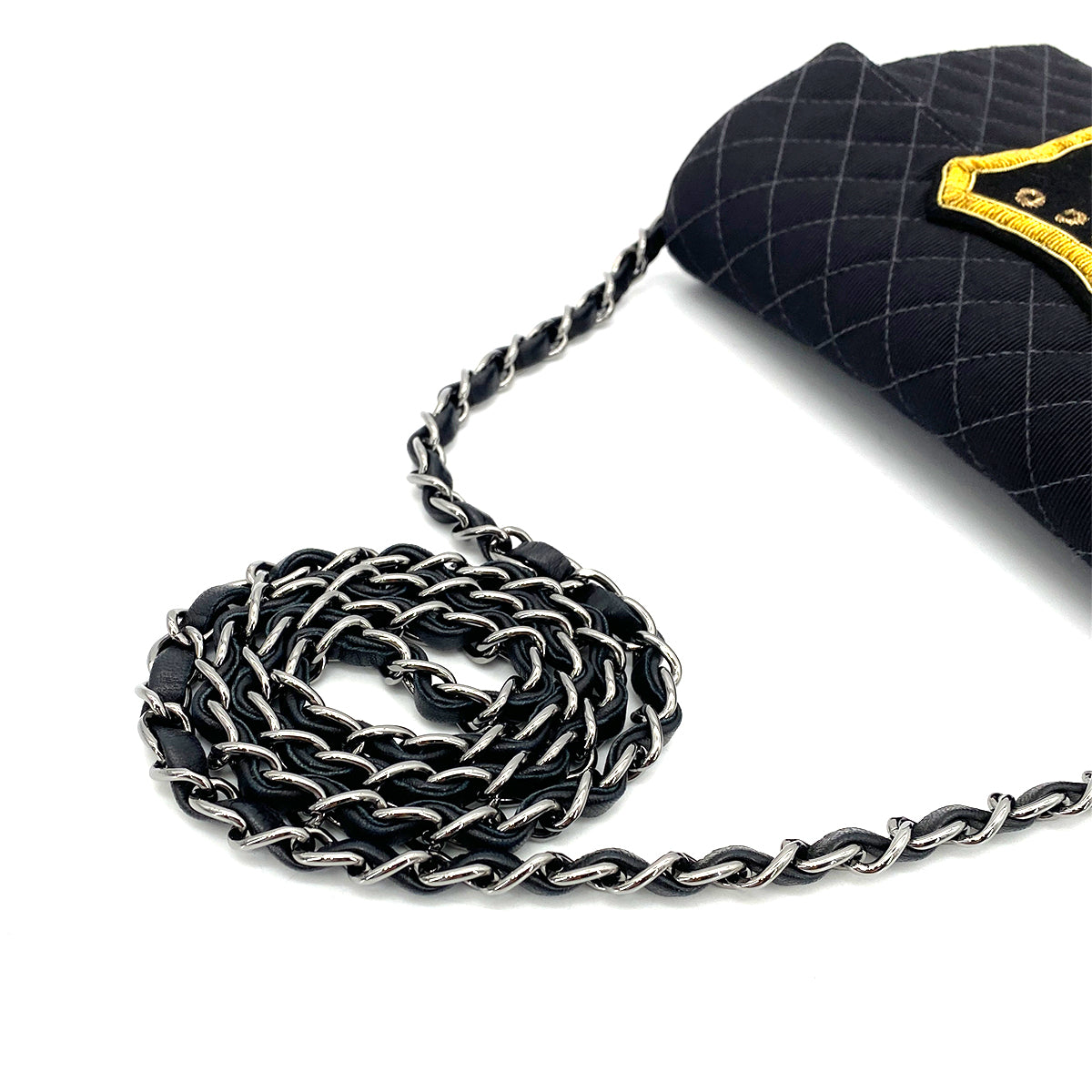 CHANEL VINTAGE MINI CRUISE LINE 2018 CHAIN SHOULDER BAG BLACK CANVAS 90258475