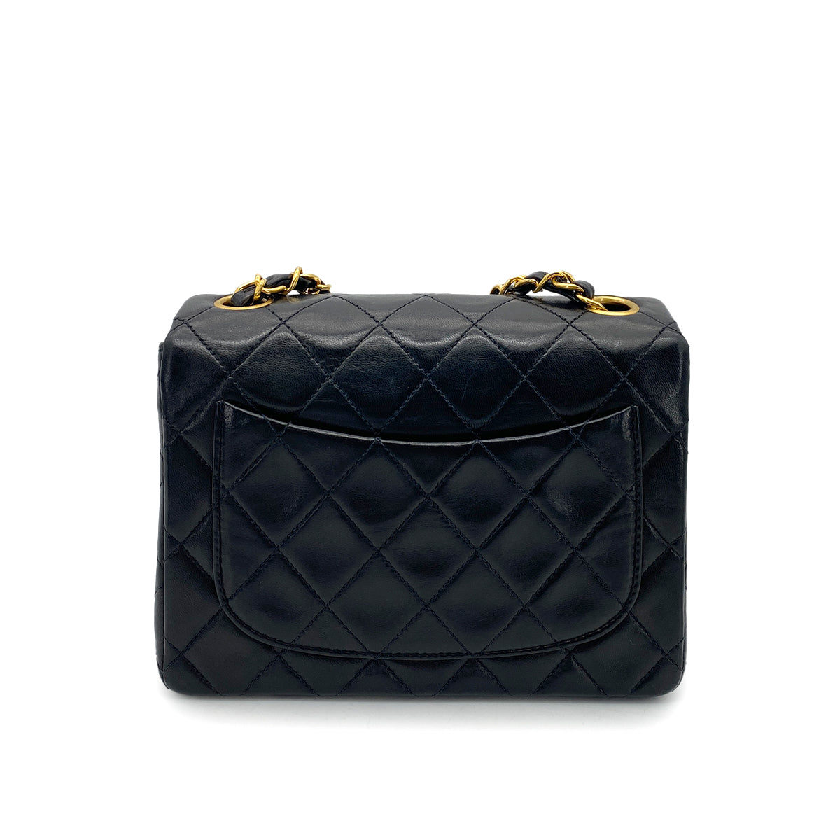 CHANEL VINTAGE MINI SQUARE 17 CHAIN SHOULDER BAG BLACK LAMB SKIN 90258487