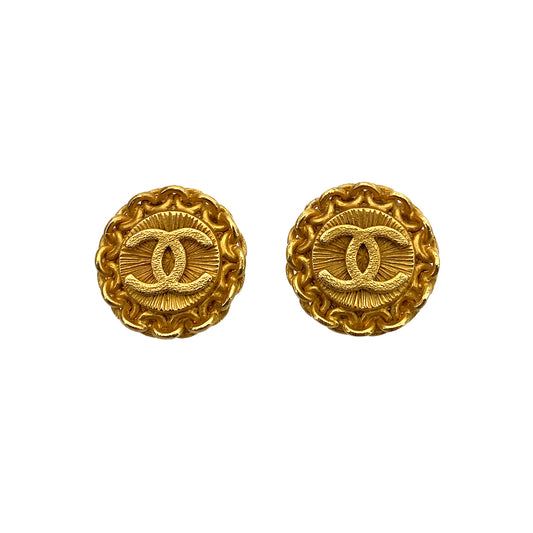CHANEL VINTAGE EARRINGS ROUND COCOMARK ACCESSORY 96A 90258498
