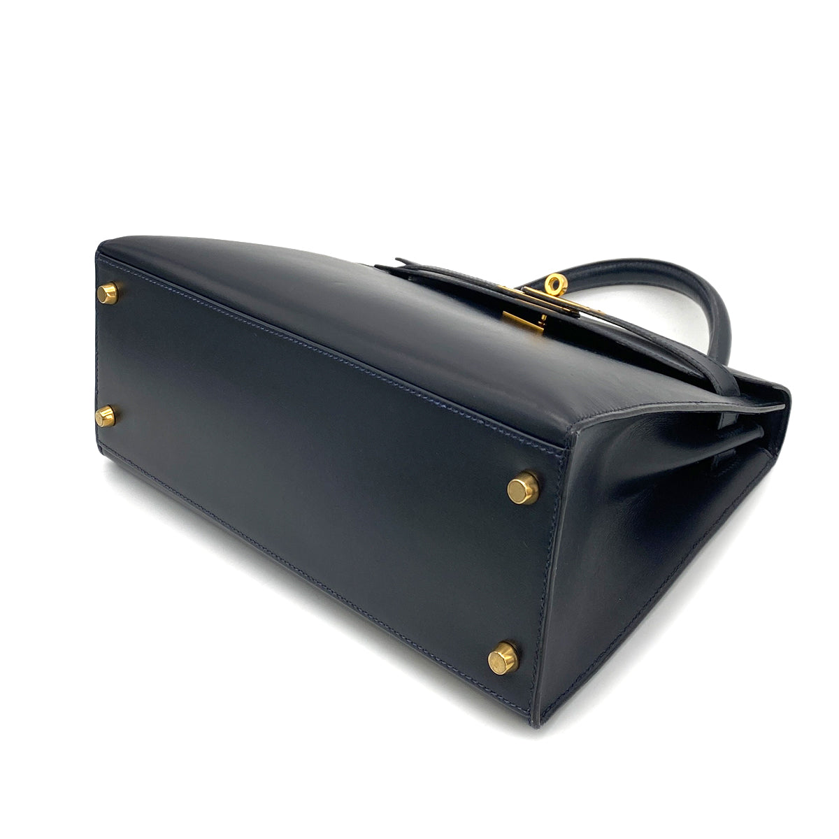 HERMES KELLY 28 SELLIER BLUE INDIGO BOXCALF HAND SHOULDER BAG 〇W GHW 90258799