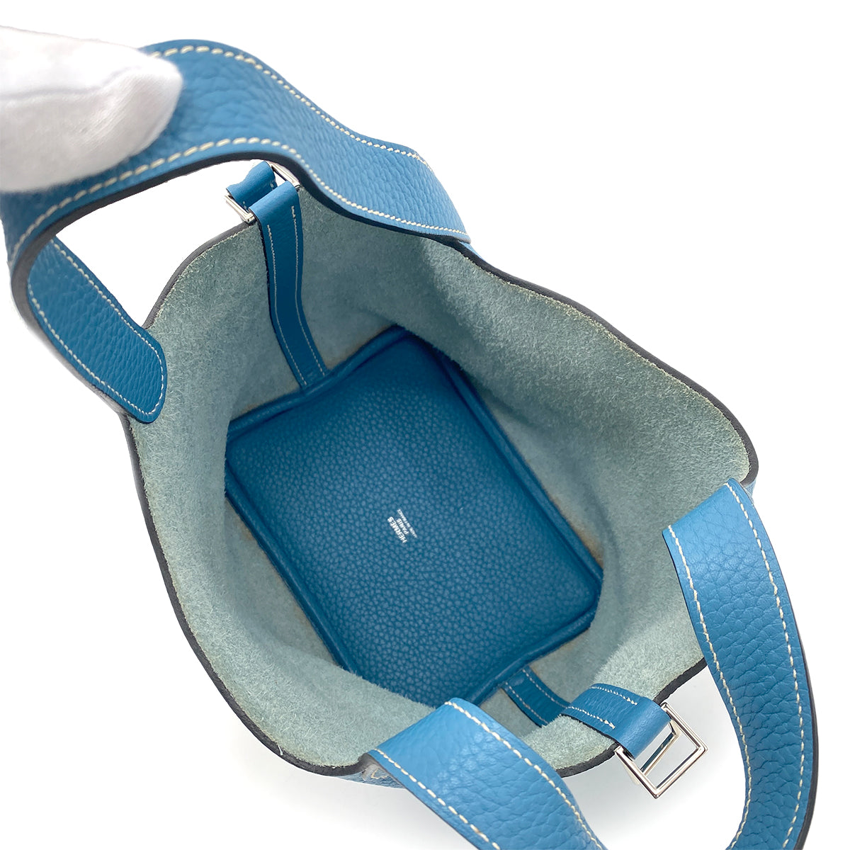 HERMES PICOTIN LOCK PM BLUE JEAN TAURILLON CLEMENCE HAND BAG T 90258800