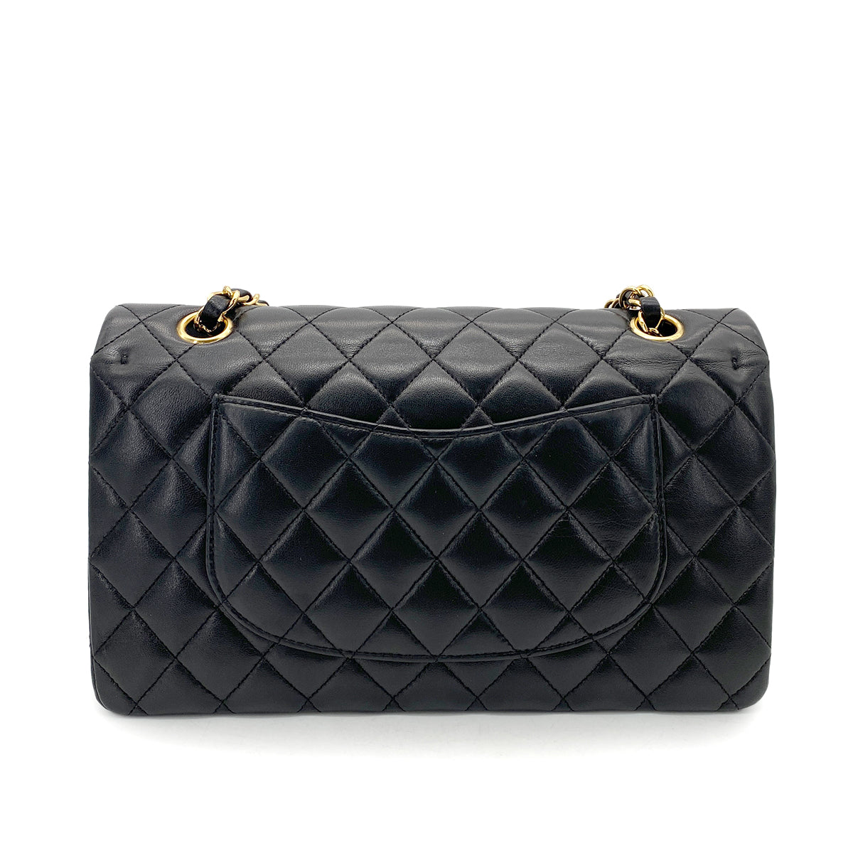 CHANEL VINTAGE CLASSIC FLAP MEDIUM CHAIN SHOULDER BAG BLACK LAMB SKIN 90258814