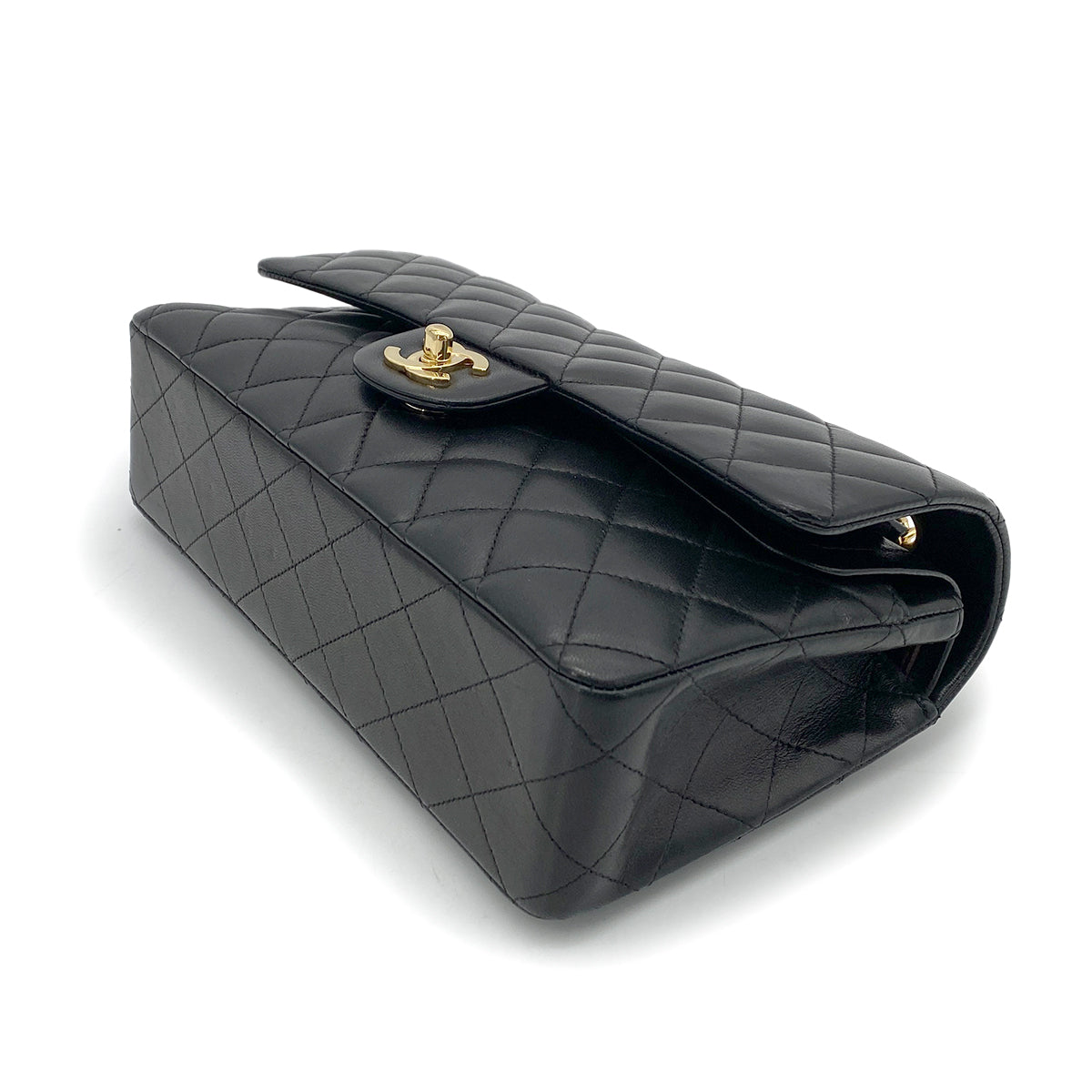 CHANEL VINTAGE CLASSIC FLAP MEDIUM CHAIN SHOULDER BAG BLACK LAMB SKIN 90258814