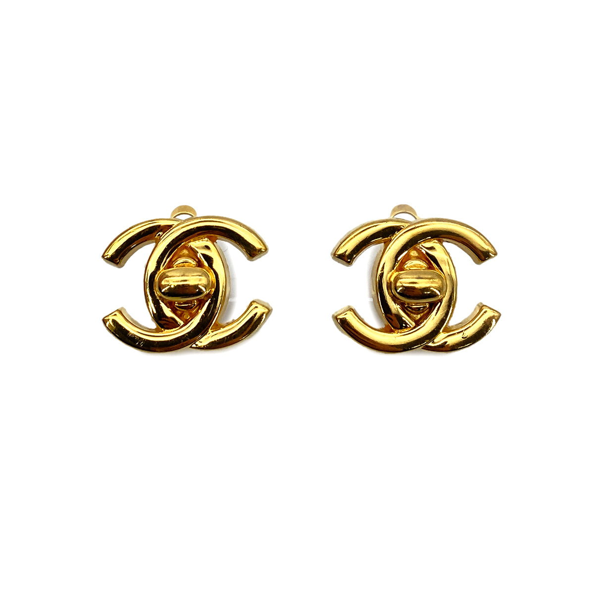 CHANEL VINTAGE EARRINGS TURN LOCK ACCESSORY 96P 90258834