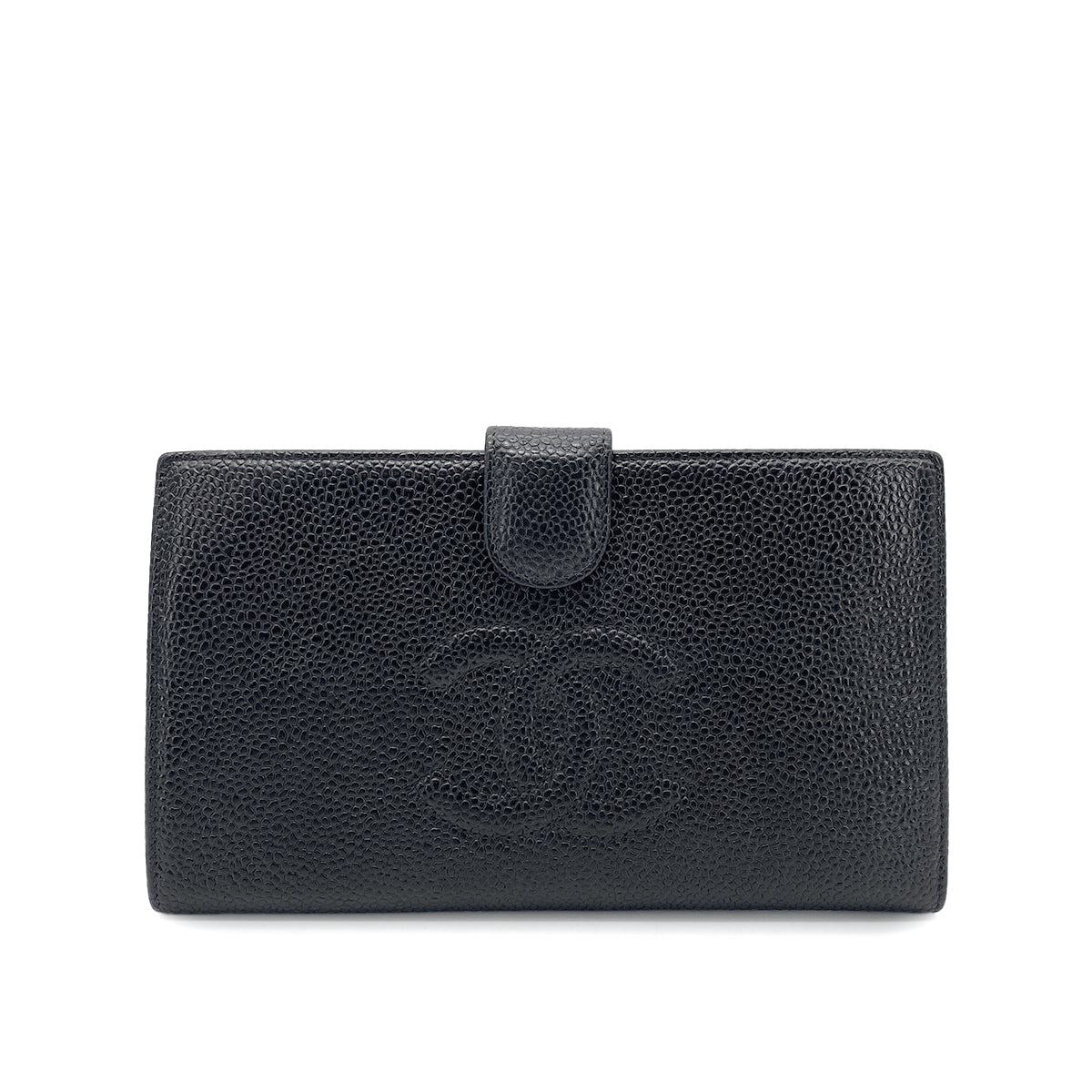 CHANEL VINTAGE BIFOLD LONG WALLET BLACK CAVIAR SKIN 90258840