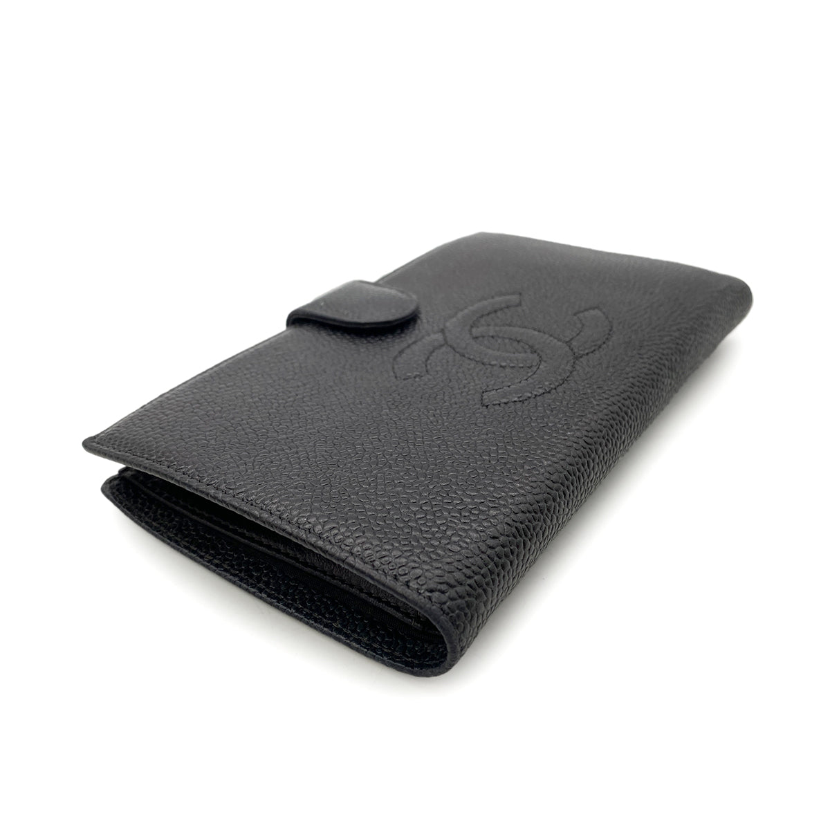 CHANEL VINTAGE BIFOLD LONG WALLET BLACK CAVIAR SKIN 90258840