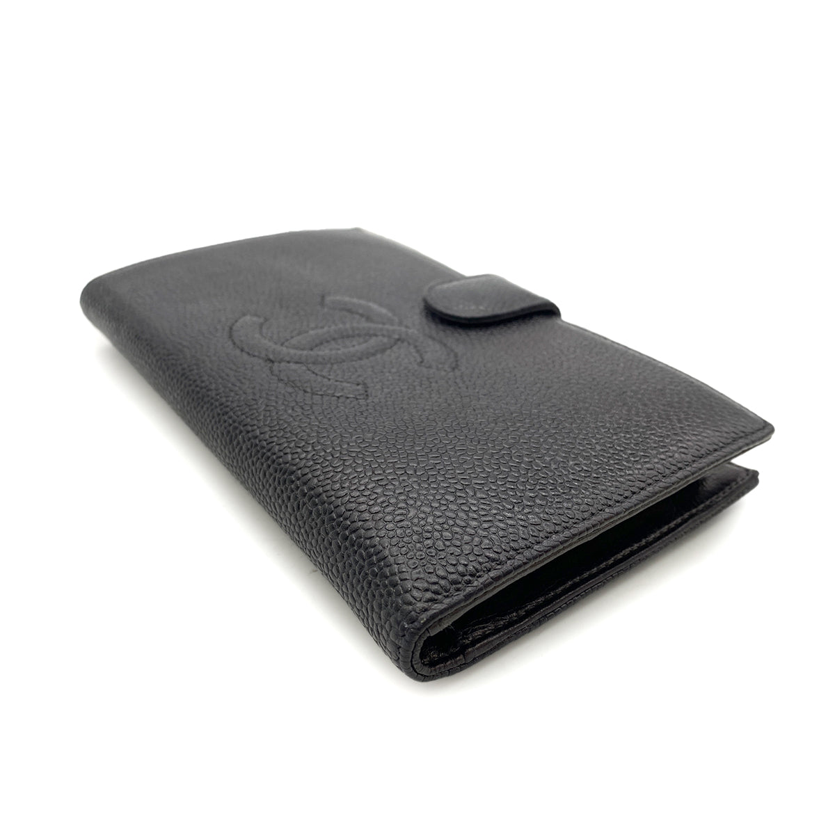 CHANEL VINTAGE BIFOLD LONG WALLET BLACK CAVIAR SKIN 90258840