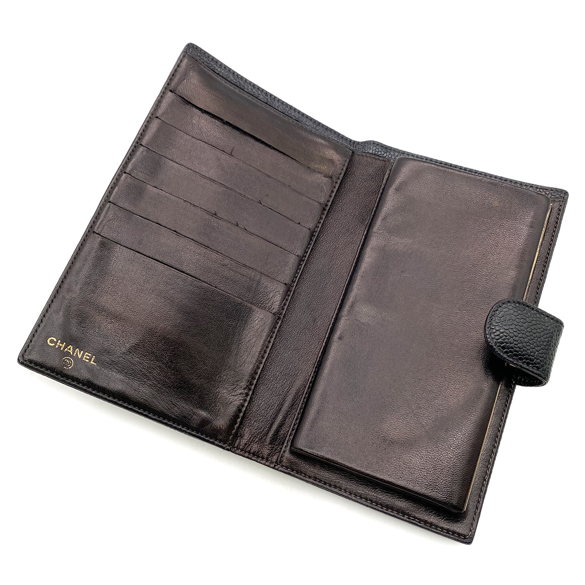CHANEL VINTAGE BIFOLD LONG WALLET BLACK CAVIAR SKIN 90258840