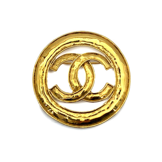 CHANEL VINTAGE COCOMARK BROOCH GOLD ROUND ACCESSORY 94P 90258850