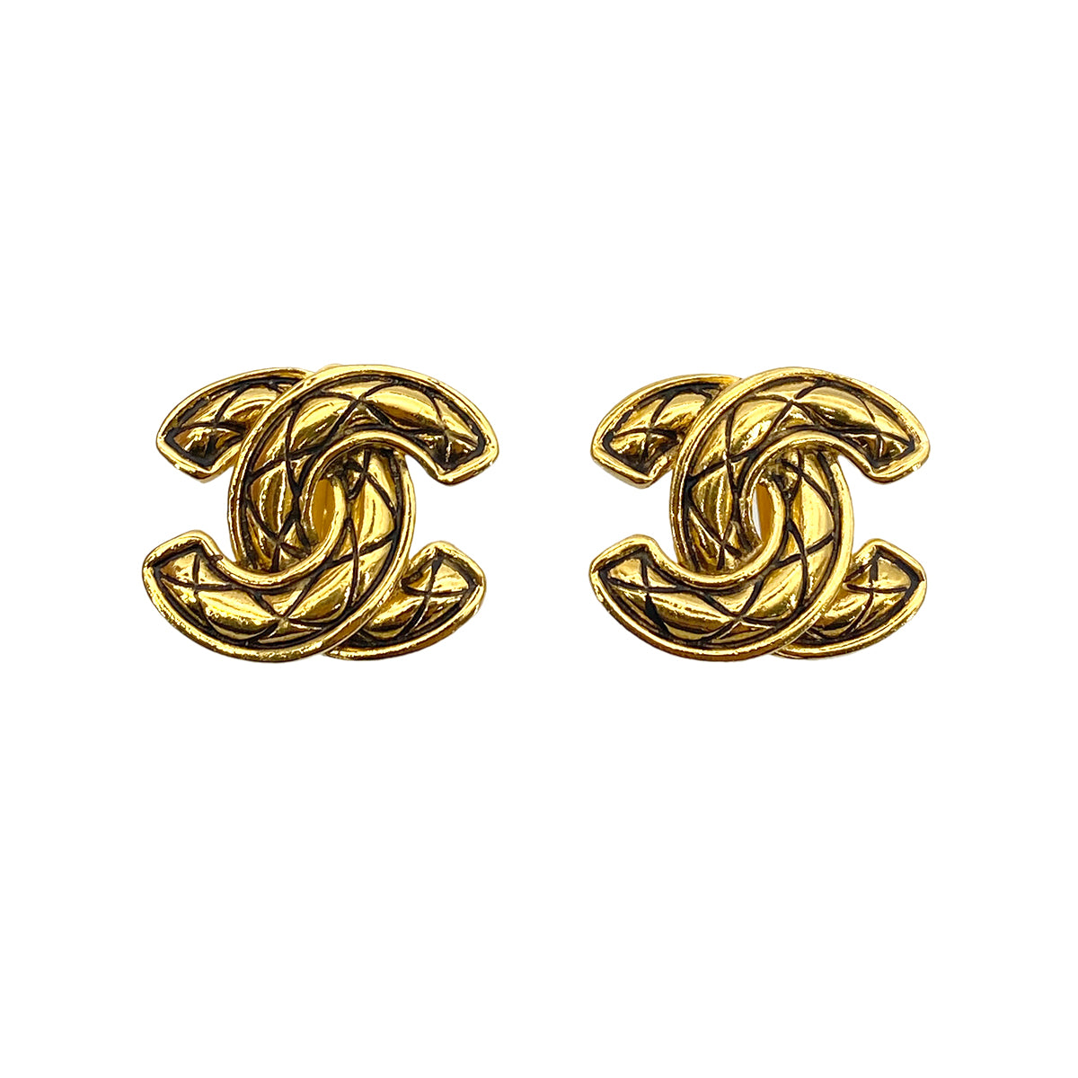 CHANEL VINTAGE EARRINGS COCOMARK MATELASSE ACCESSORY 90258853