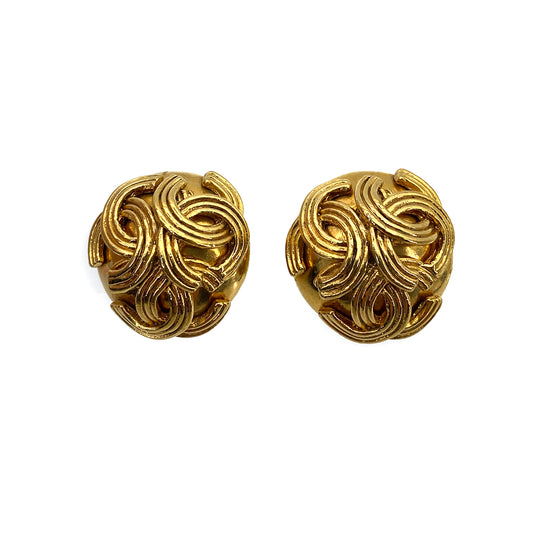 CHANEL VINTAGE EARRINGS TRIPLE COCO ROUND ACCESSORY 94A 90258855
