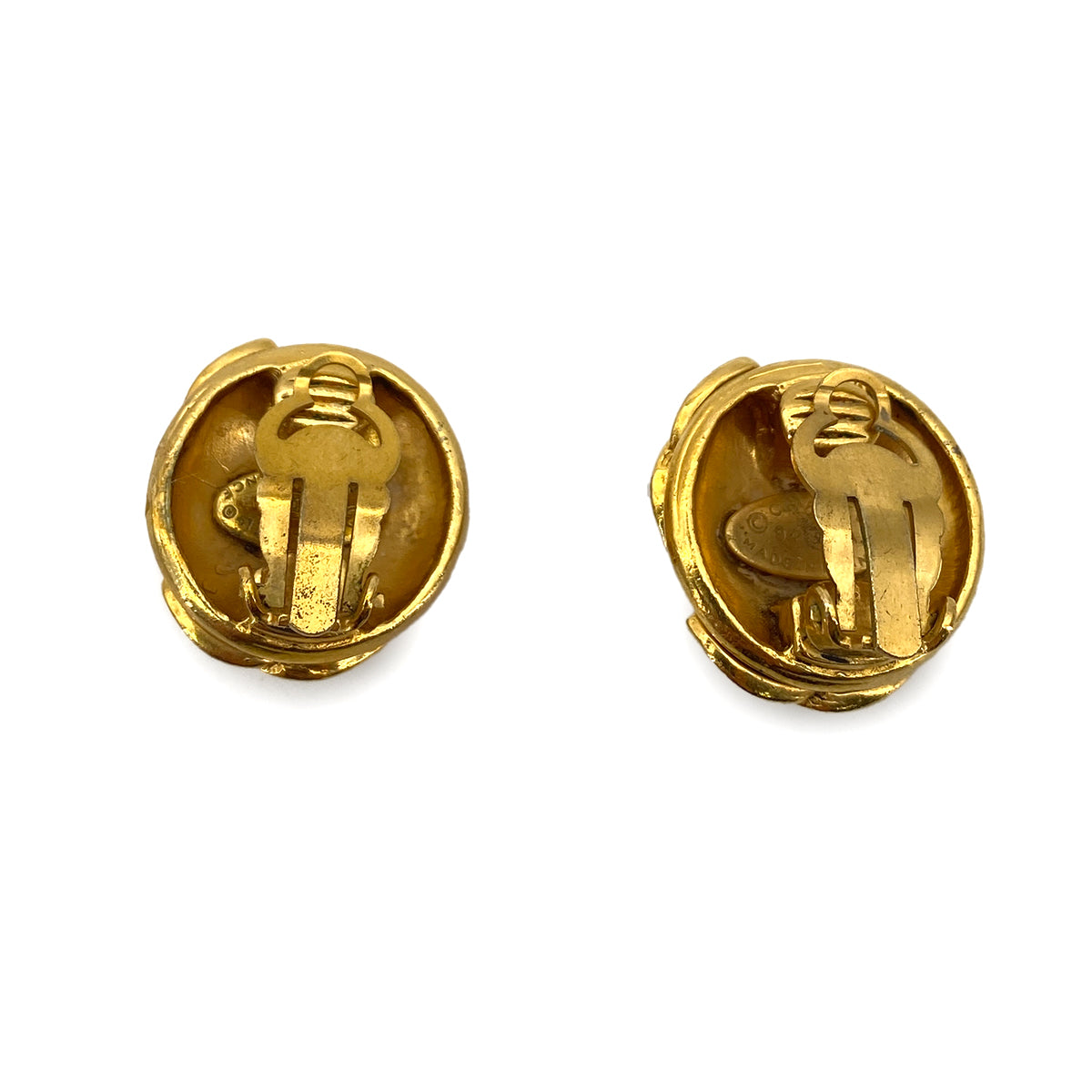 CHANEL VINTAGE EARRINGS TRIPLE COCO ROUND ACCESSORY 94A 90258855