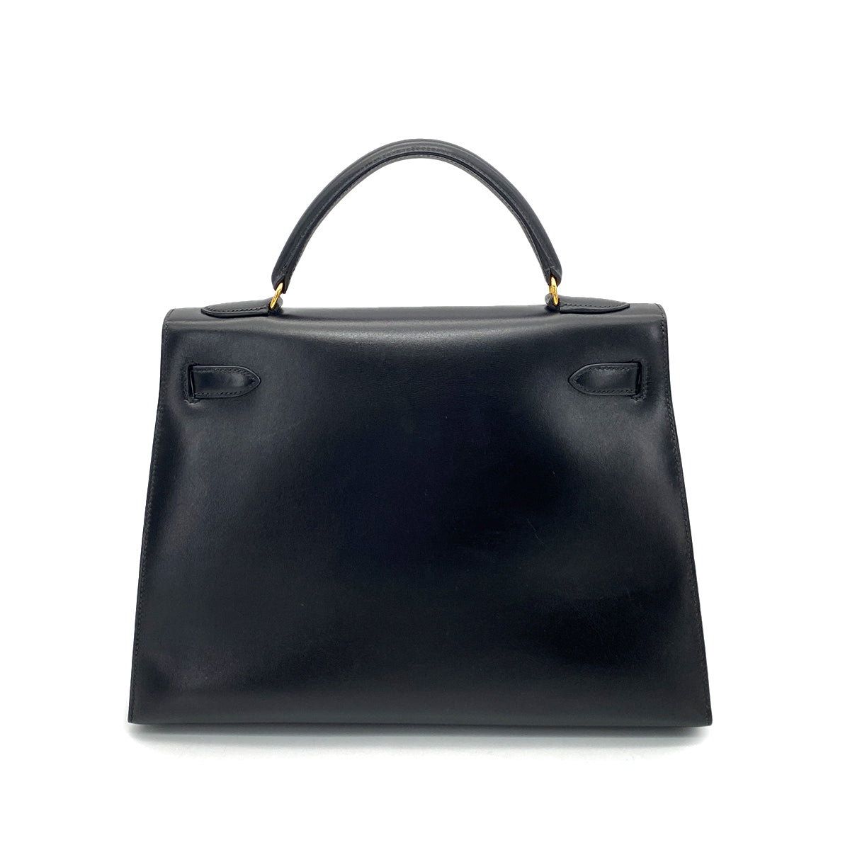 HERMES KELLY 32 SELLIER BLACK BOX CALF HAND SHOULDER BAG 〇V GHW 90258877