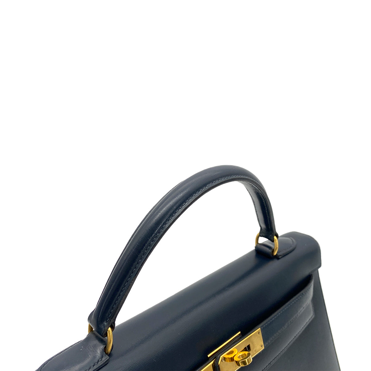 HERMES KELLY 32 SELLIER BLUE INDIGO BOXCALF HAND SHOULDER BAG 〇X GHW 90258889