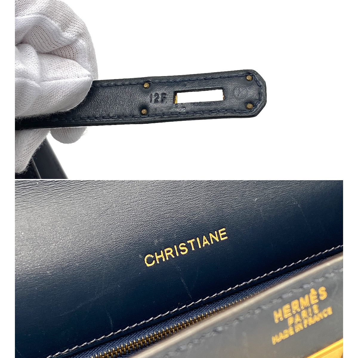 HERMES KELLY 32 SELLIER BLUE INDIGO BOXCALF HAND SHOULDER BAG 〇X GHW 90258889