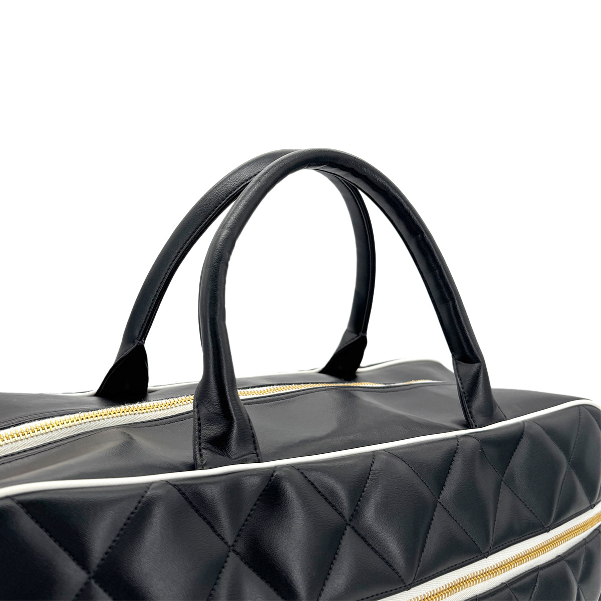 CHANEL VINTAGE MATELASSE LOGO LEATHER  BOSTON HAND BAG BLACK  90258901