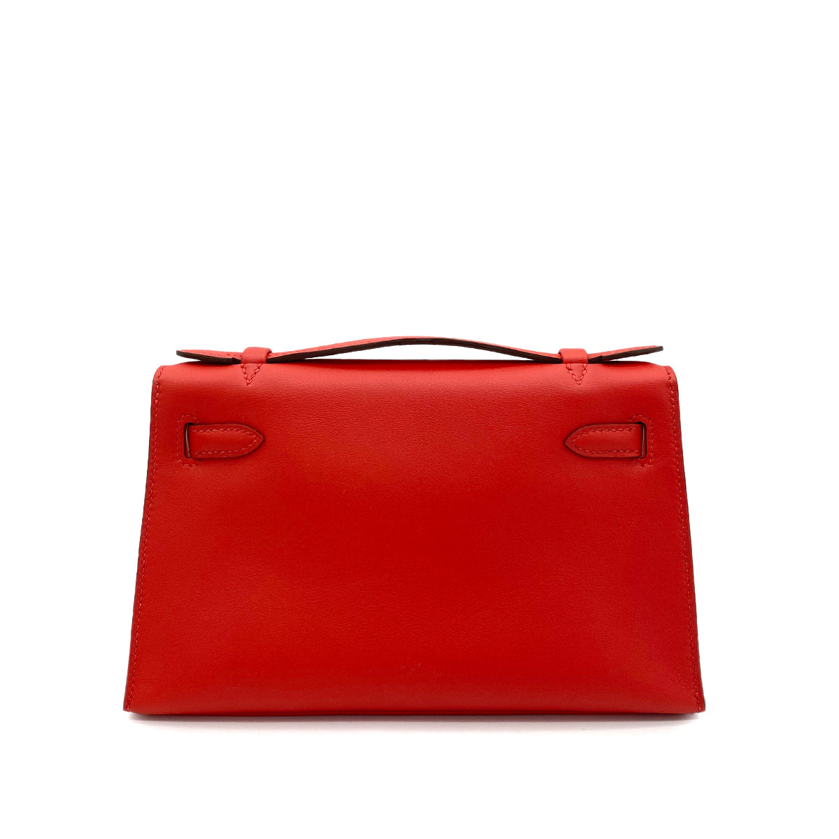 HERMES KELLY POCHETTE SELLIER ROUGE TOMATE SWIFT HAND BAG X GHW 90258911