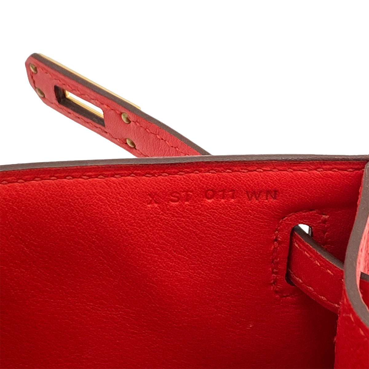 HERMES KELLY POCHETTE SELLIER ROUGE TOMATE SWIFT HAND BAG X GHW 90258911