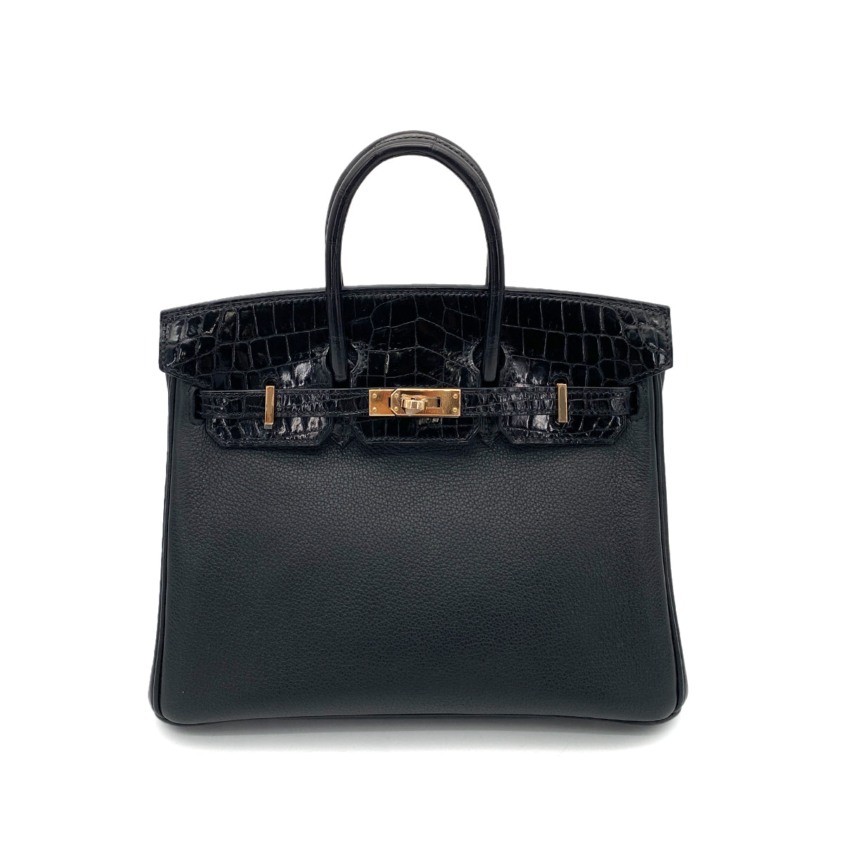 HERMES BIRKIN 25 TOUCH BLACK CROCODILE TOGO HAND BAG D RGHW 90258912