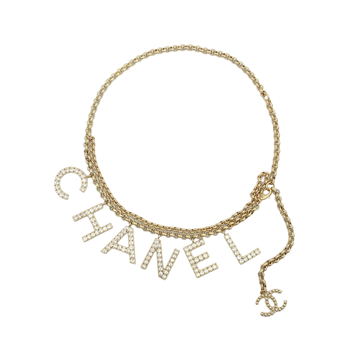 CHANEL LOGO RHINESTONE  CHAIN BELT B19A 90258940