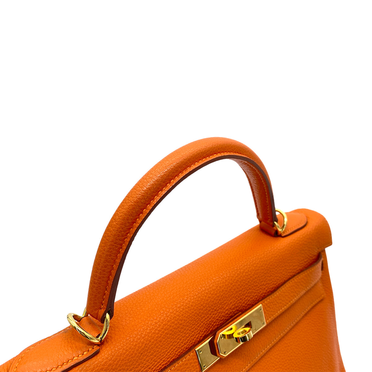 HERMES KELLY 32 RETOURNE ORANGE TOGO HAND SHOULDER BAG □E GHW 90259117