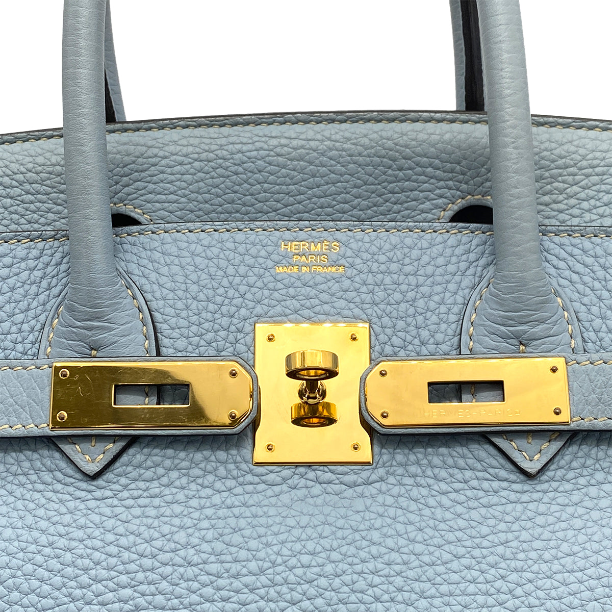 HERMES BIRKIN 30 BLUE LIN TAURILLON CLEMENCE HAND BAG □P GHW 90259118