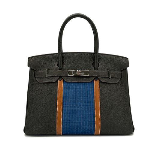 HERMES BIRKIN CLUB 30 VERT BRONZE BLEU THALASSA FAUVE FJORD VEAU BARENIA OTTOMAN HAND BAG □Q SHW 90259133
