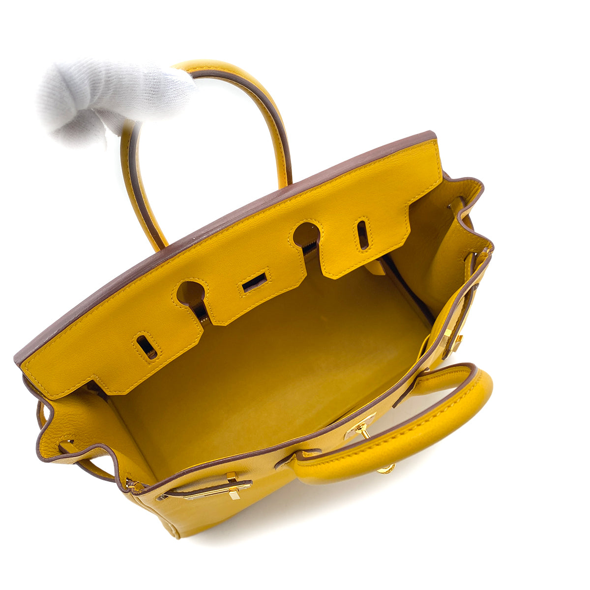HERMES BIRKIN 25 JAUNE AMBRE SWIFT HAND BAG C GHW 90259134