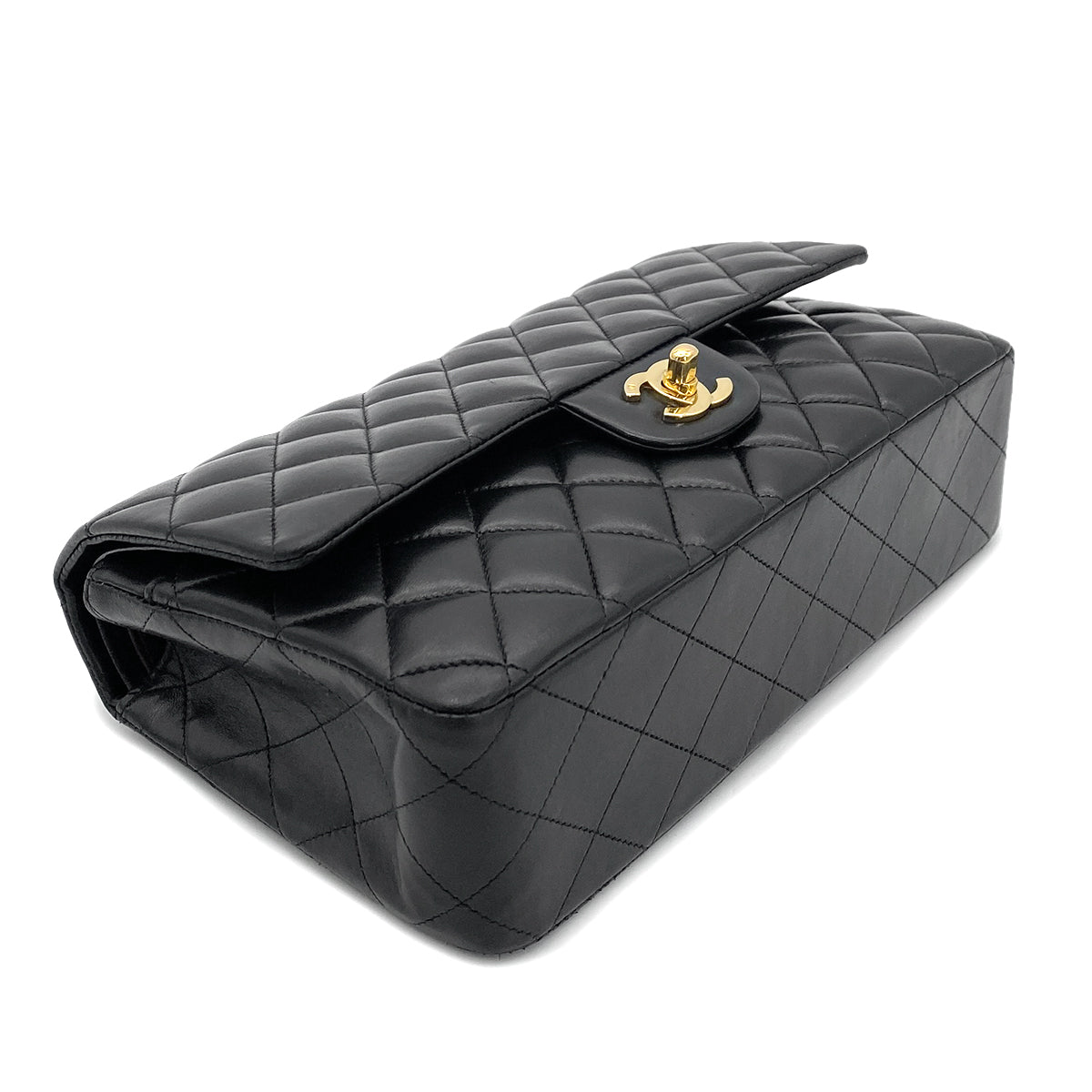 CHANEL VINTAGE CLASSIC FLAP MEDIUM CHAIN SHOULDER BAG BLACK LAMB SKIN 90259135