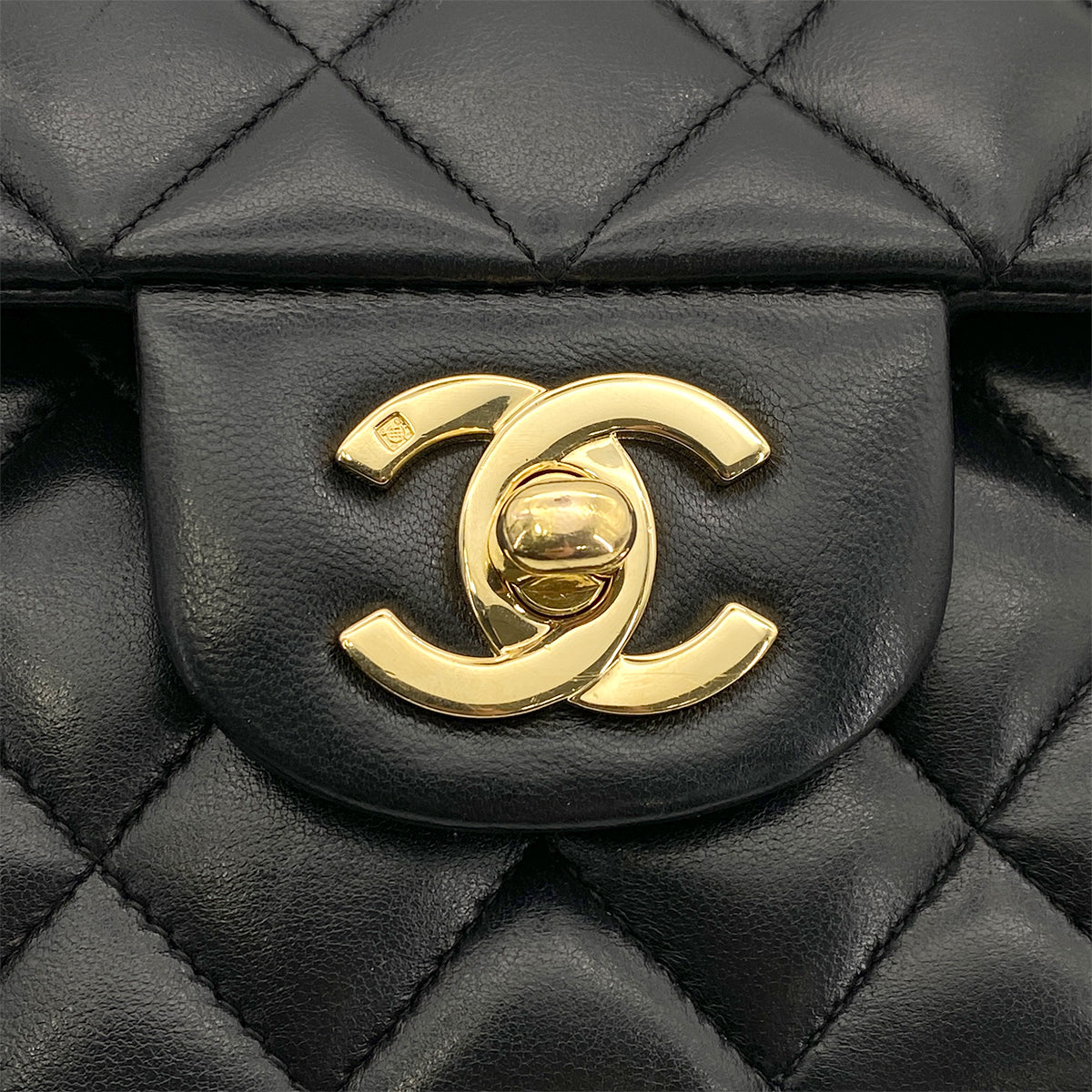 CHANEL VINTAGE CLASSIC FLAP MEDIUM CHAIN SHOULDER BAG BLACK LAMB SKIN 90259135
