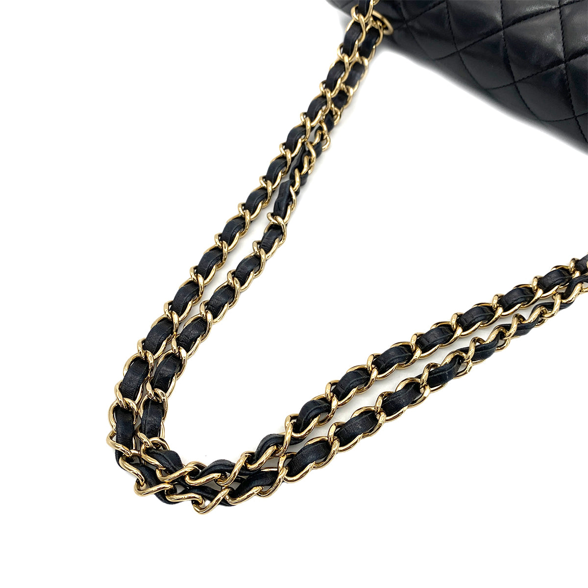 CHANEL VINTAGE CLASSIC FLAP MEDIUM CHAIN SHOULDER BAG BLACK LAMB SKIN 90259135