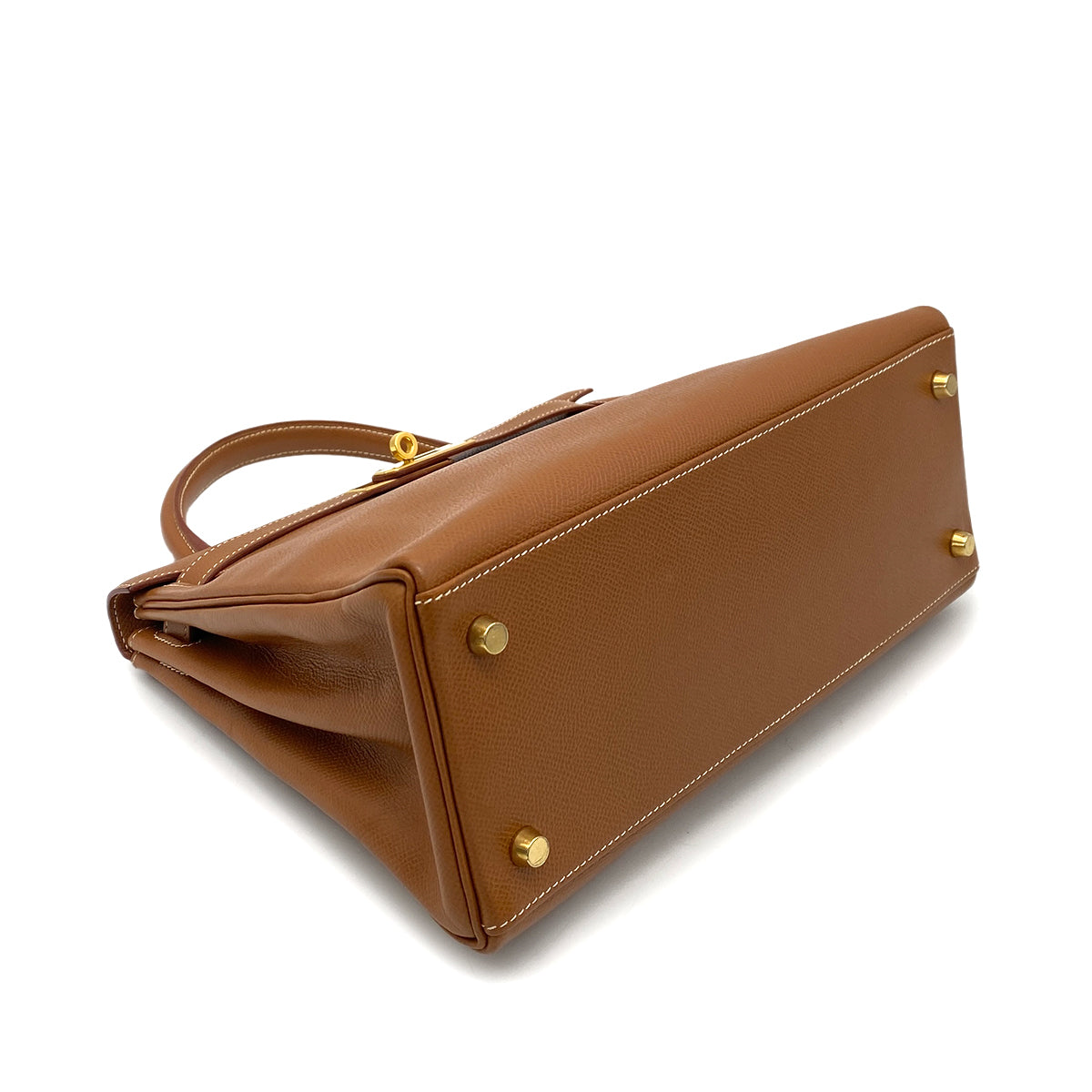 HERMES KELLY 28 RETOURNE GOLD COUCHVEL HAND SHOULDER BAG □A GHW 90259137