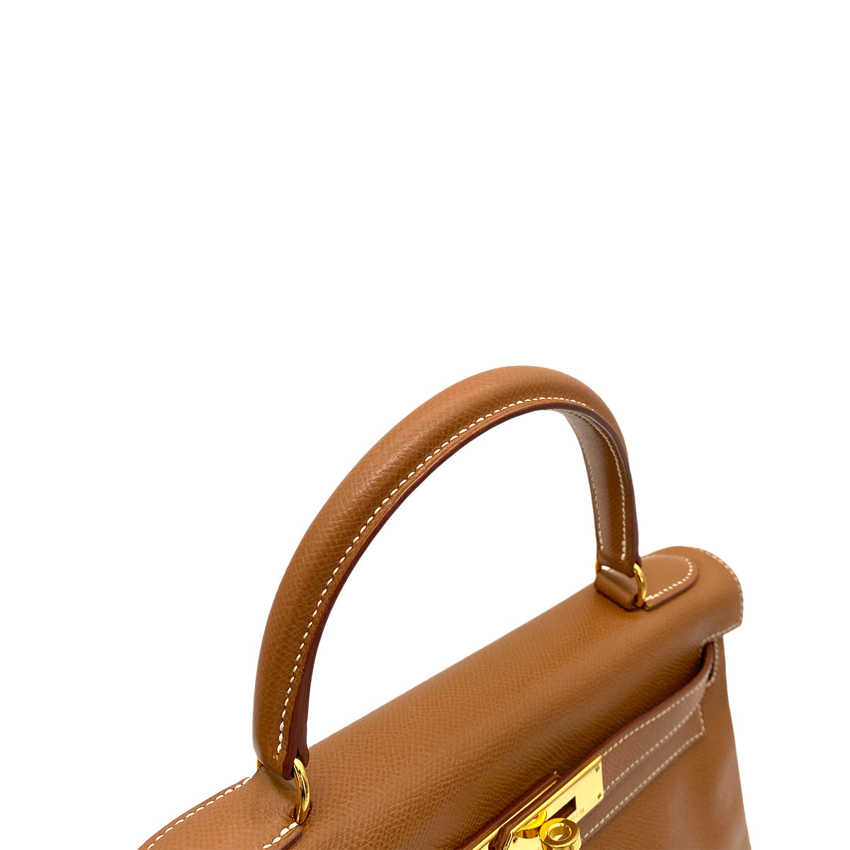 HERMES KELLY 28 RETOURNE GOLD COUCHVEL HAND SHOULDER BAG □A GHW 90259137