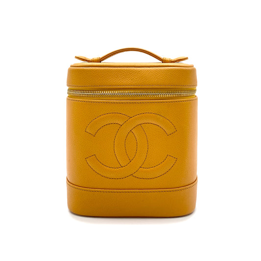 CHANEL VINTAGE VANITY HAND BAG ORANGE CAVIAR SKIN 90259140